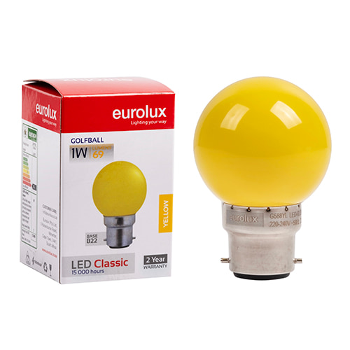 Golfball Coloured Classic 1W LED B22 Yellow
