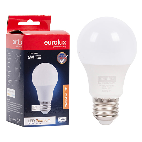 A60 Premium 6W LED E27 3000K Box N