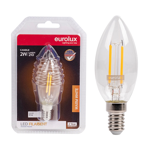 Candle Filament 2W LED E14 3000K 105lm