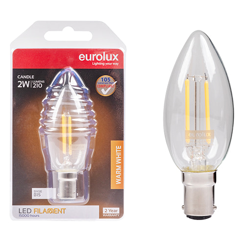Candle Filament 2W LED B15 2700K 105lm