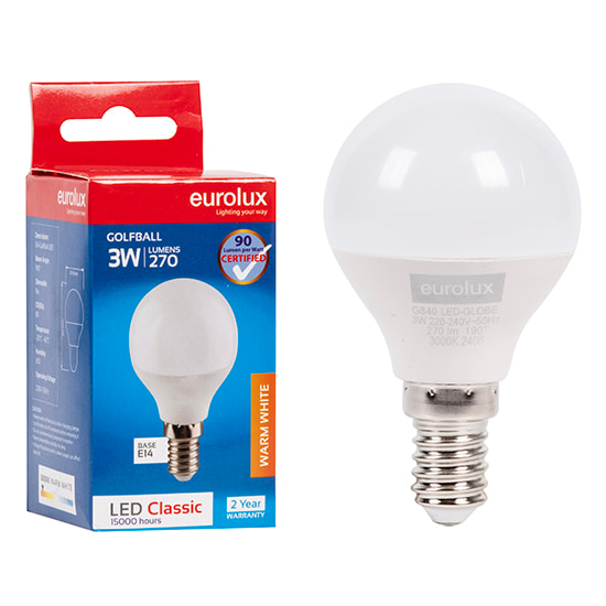 Golfball Classic 3W LED E14 3000K 105 lm/W