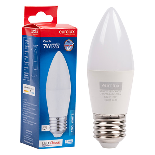 Candle Plastic Classic 7W LED E27 4000K 105 lm/W