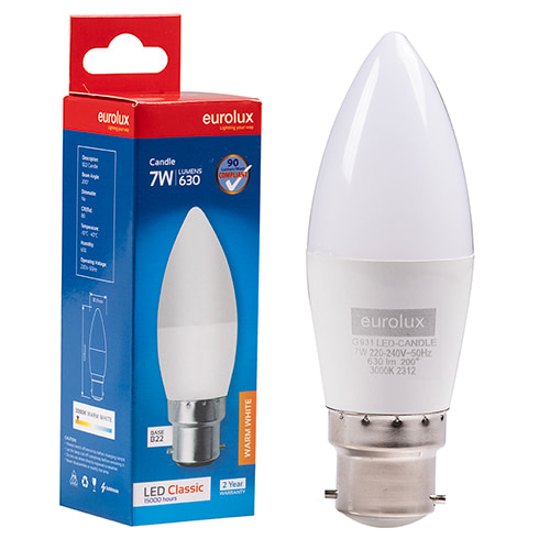 Candle Plastic Classic 7W LED B22 3000K N