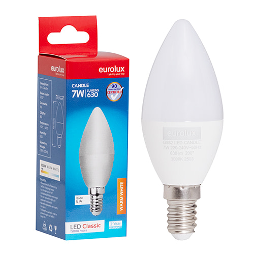 Candle Plastic Classic 7W LED E14 3000K 105 lm/W
