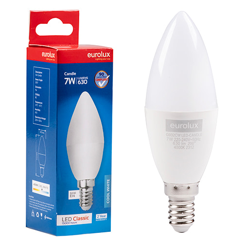 Candle Plastic Classic 7W LED E14 4000K 105 lm/W