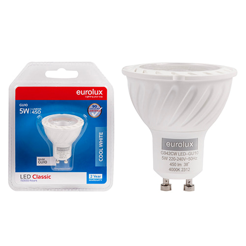 GU10 Premium Clear Lens 5W LED 4000K 105 lm/W