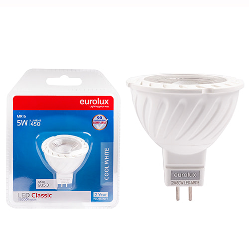 MR16 Premium Clear Lens 5W LED GU5.3 4000K 105 lm/W
