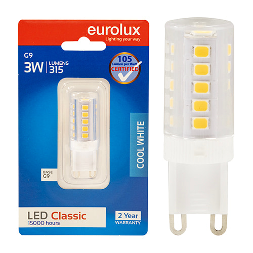 Bi-Pin Classic 3W LED G9 4000K 105 lm/W