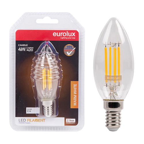 Candle Filament 4W LED E14 3000K 105 lm/W