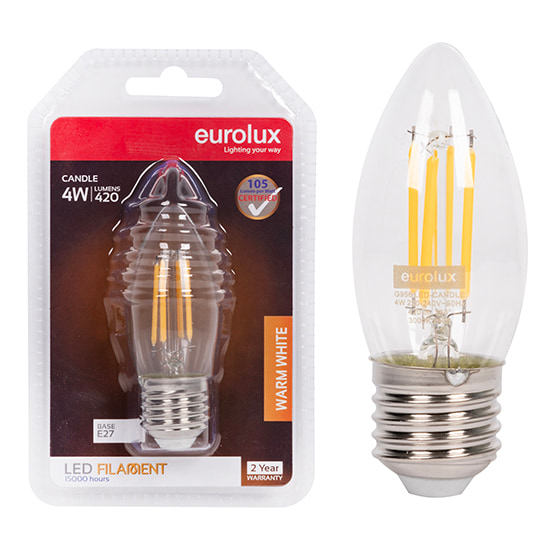 Candle Filament 4W LED E27 3000K 105 lm/W