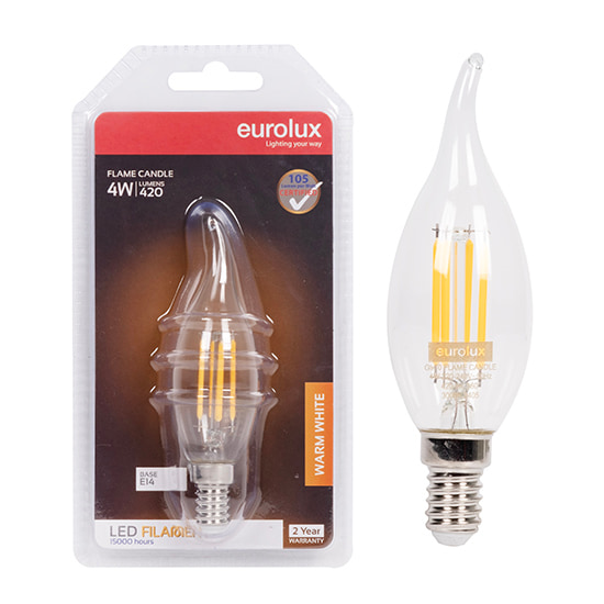 Candle Filament Flame 4W LED E14 3000K 105 lm/W