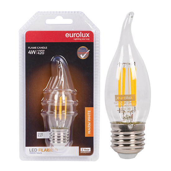 Candle Filament Flame 4W LED E27 3000K 105 lm/W
