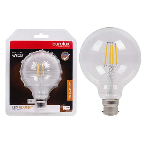 Maxi Globe Filament 4W LED B22 3000K 105 lm/W