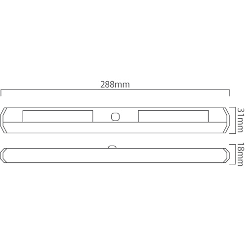 Undercounter Light 288mm Silver Including Magnet & Adhesive Strip, Dimension drawing (CAD)