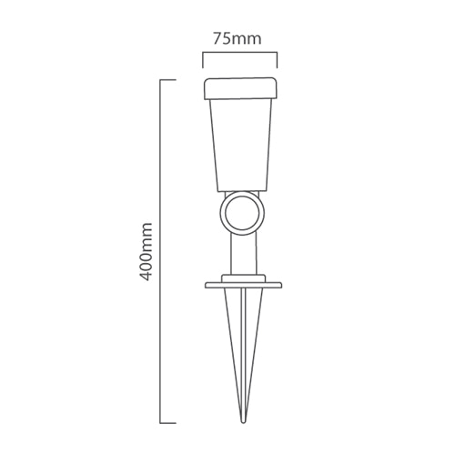 Garden Spike Polycarbonate Black, Dimension drawing (CAD)