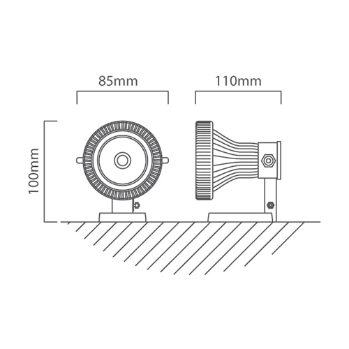 Pond Light 85mm Black 12V, Dimension drawing (CAD)