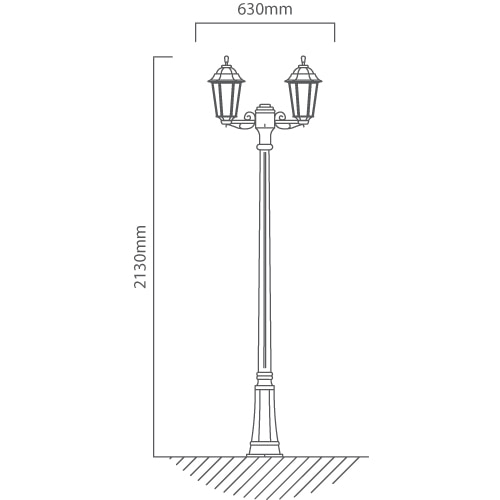 Fumagalli Bisso Gigi/Saba 2LT Pole Light Black 12W, Dimension drawing (CAD)