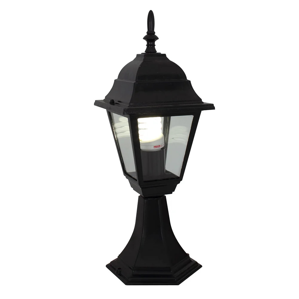 Lantern 4 Panel Pedestal Black