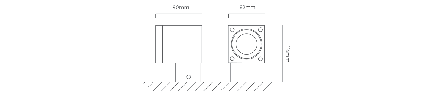 Kube Down or Up Only Wall Light White, Dimension drawing