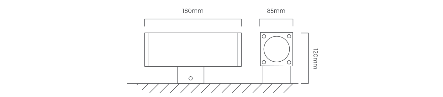 Kube Up & Down Wall Light Black, Dimension drawing
