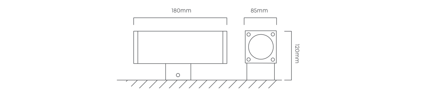 Kube Up & Down Wall Light Silver, Dimension drawing