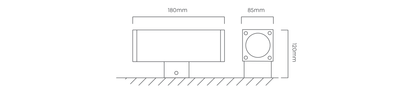 Kube Up & Down Wall Light White, Dimension drawing