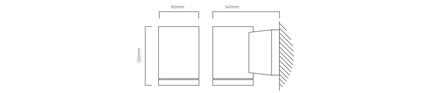 Metro Up or Down Wall Light Black, Dimension drawing