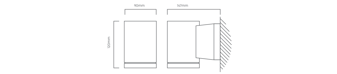 Metro Up or Down Wall Light White, Dimension drawing