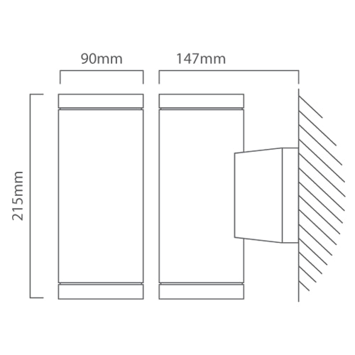 Metro Up & Down Wall Light Black, Dimension drawing (CAD)