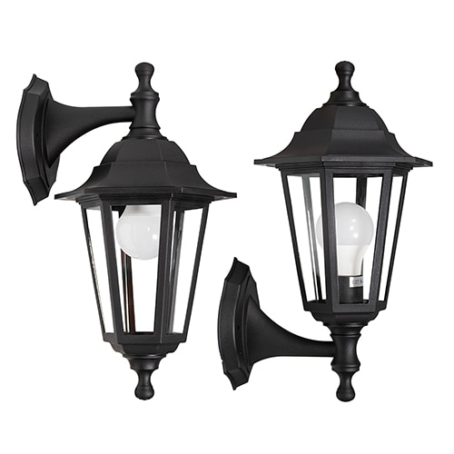 Plastic Lantern 6 Panel Up & Down Facing Black