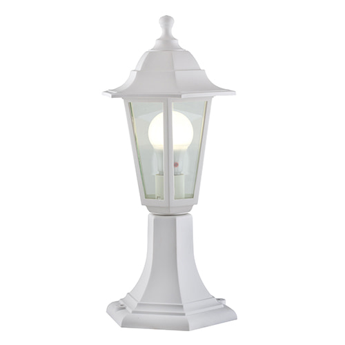 Plastic Lantern 6 Panel Pedestal White