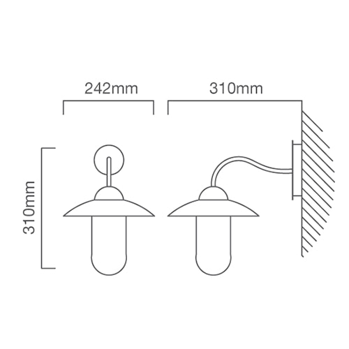 Milton Lantern Down Facing Galvanised Steel, Dimension drawing (CAD)
