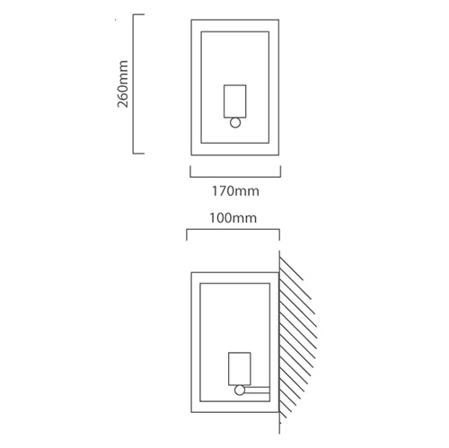 Alamonte1 Wall Light Outdoor Black, Dimension drawing (CAD)