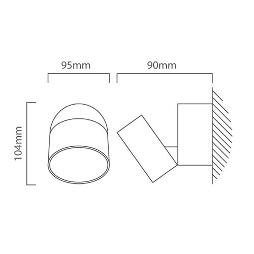 Trumpet Wall Light Graphite LED 11W, Dimension drawing (CAD)