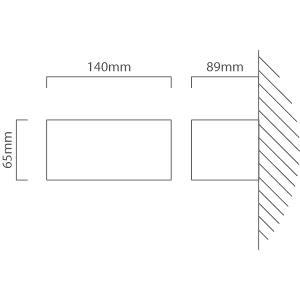 Gemini Up & Down Wall Light Grey LED 4000K, Dimension drawing (CAD)