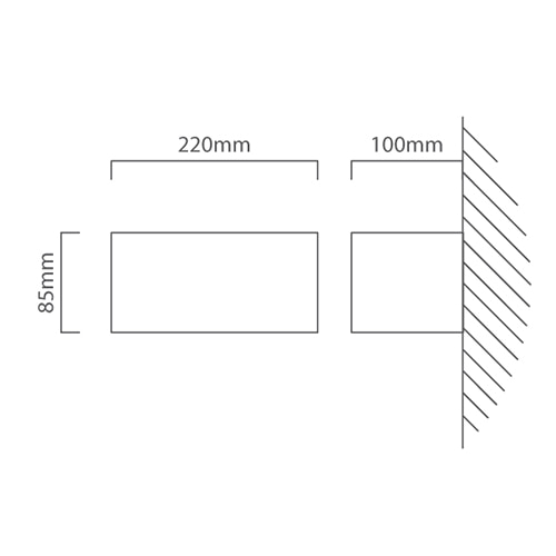 Gemini Up & Down Wall Light Grey LED 4000K, Dimension drawing (CAD)