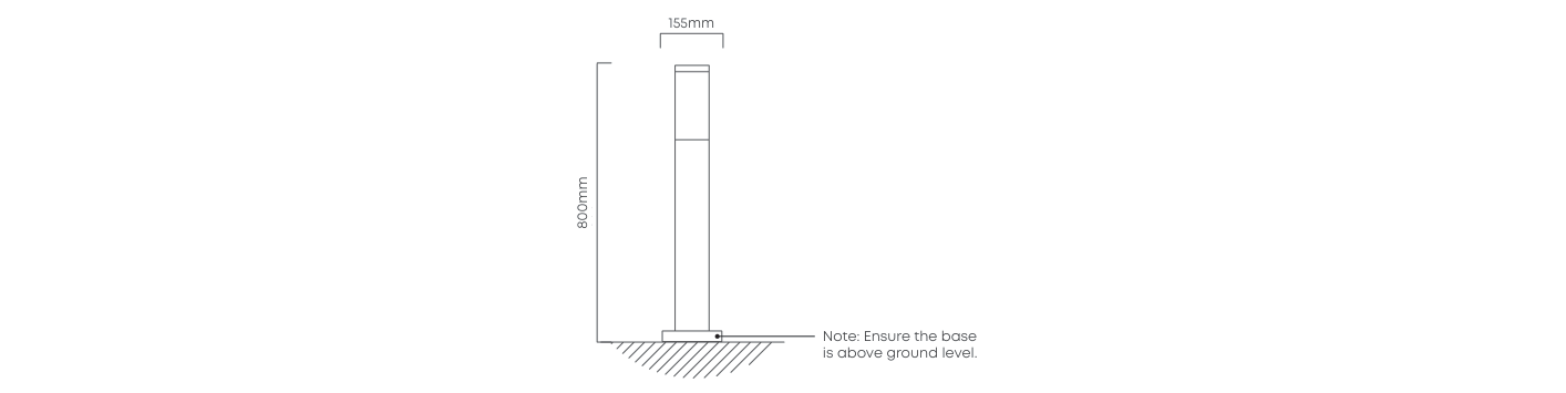 Fumagalli Carlo Bollard 800mm Black, Dimension drawing