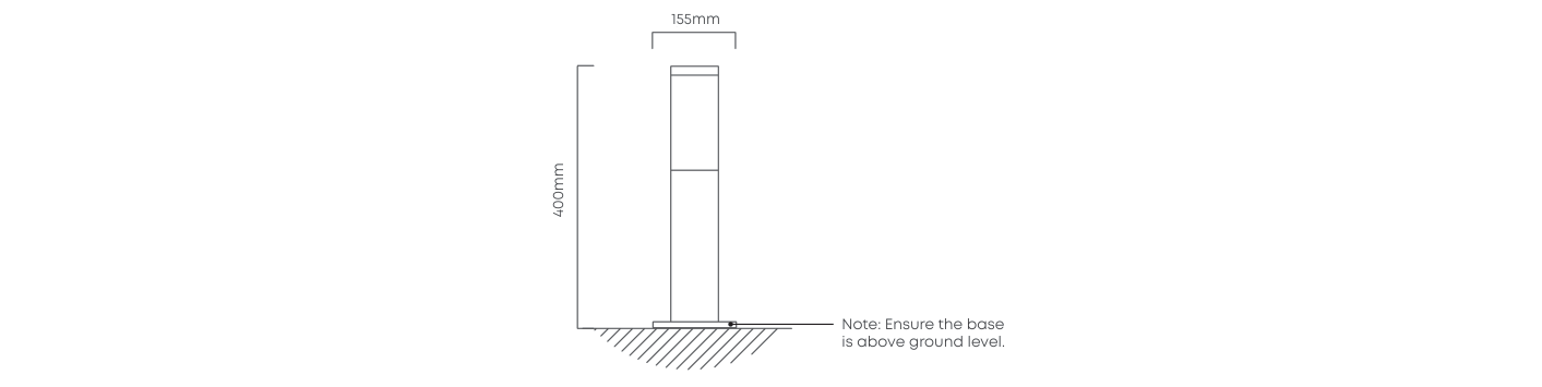 Fumagalli Carlo Bollard 400mm Black, Dimension drawing