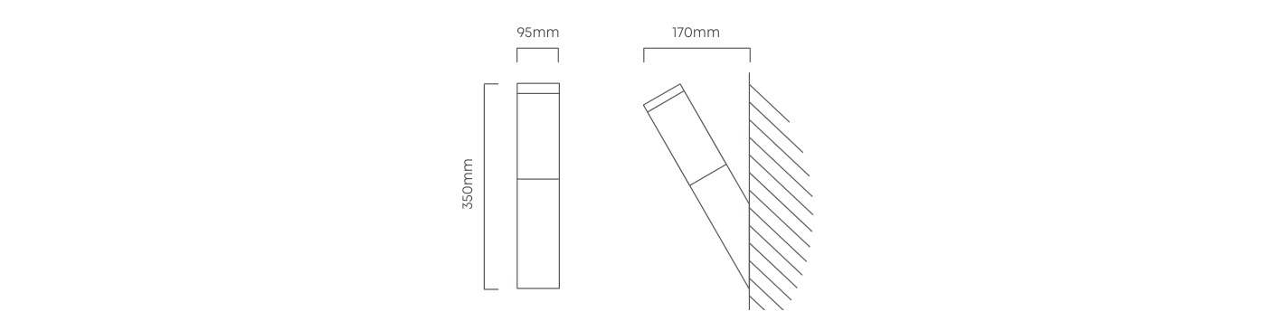 Fumagalli Carlo Outdoor Wall Light Black, Dimension drawing
