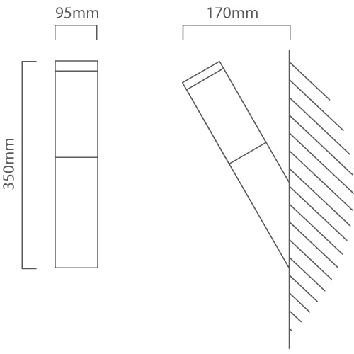 Fumagalli Carlo Outdoor Wall Light Black, Dimension drawing (CAD)