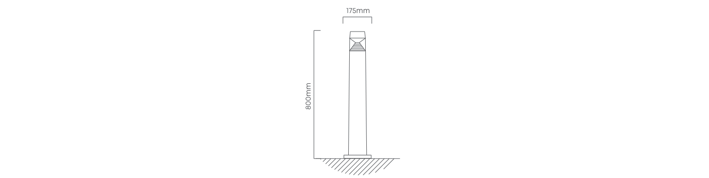 Fumagalli Ester Bollard 800mm Black, Dimension drawing