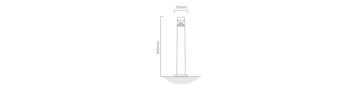 Fumagalli Ester Bollard 800mm Grey, Dimension drawing