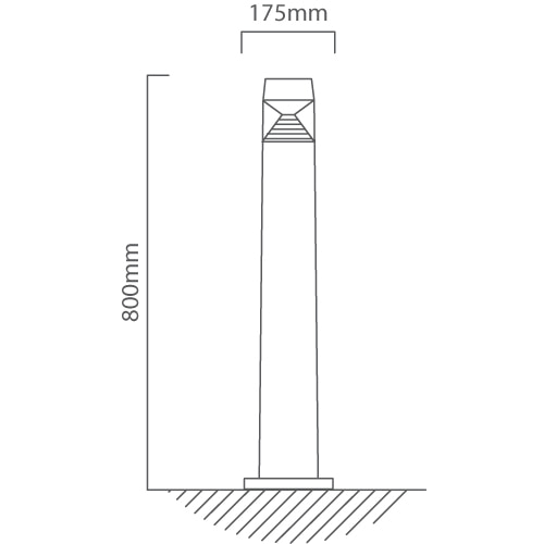 Fumagalli Ester Bollard 800mm Grey, Dimension drawing (CAD)