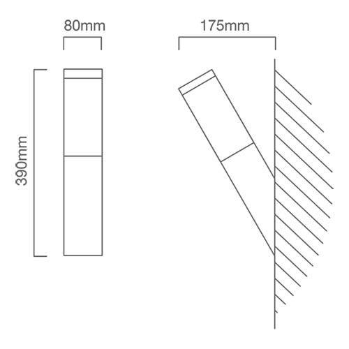 Stainless Steel Plain Wall Light Satin Chrome, Dimension drawing (CAD)