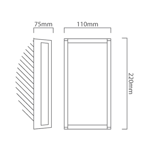 Qubo Outdoor Wall Light Grey LED 15W 3000K, Dimension drawing (CAD)
