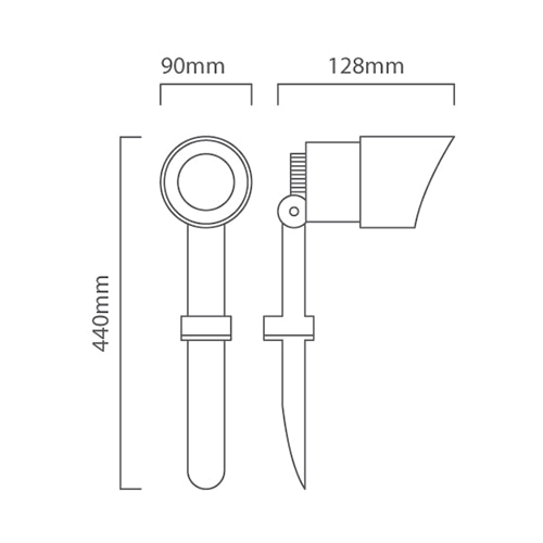 Explorer Garden Spike Grey LED 3.5W 3000K, Dimension drawing (CAD)