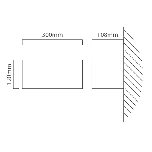 Gemini Up & Down Wall Light Grey LED, Dimension drawing (CAD)