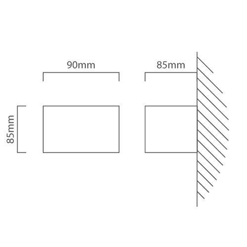 Gemini Up & Down Wall Light Grey, Dimension drawing (CAD)