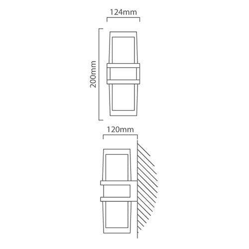 Tango LED Wall Light Grey, Dimension drawing (CAD)