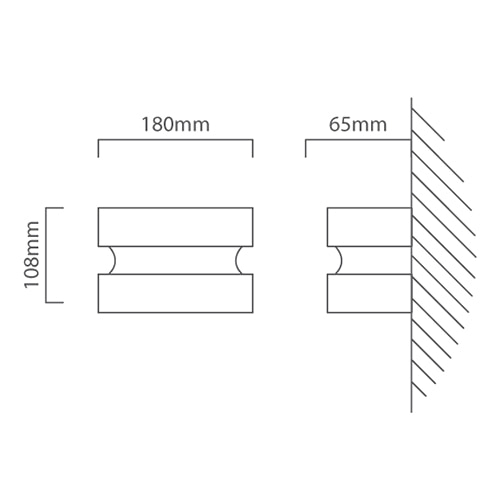 Maya Outdoor Up & Down Wall Light Grey LED 13W 3000K, Dimension drawing (CAD)